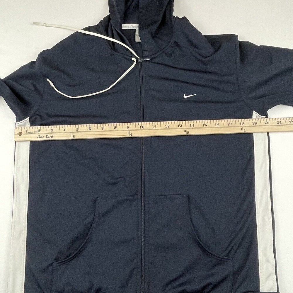 Nike Athletic Hooded Active Jacket Women’s L(12/14) Poly Stretch Run Sports Blue - Picture 4 of 11